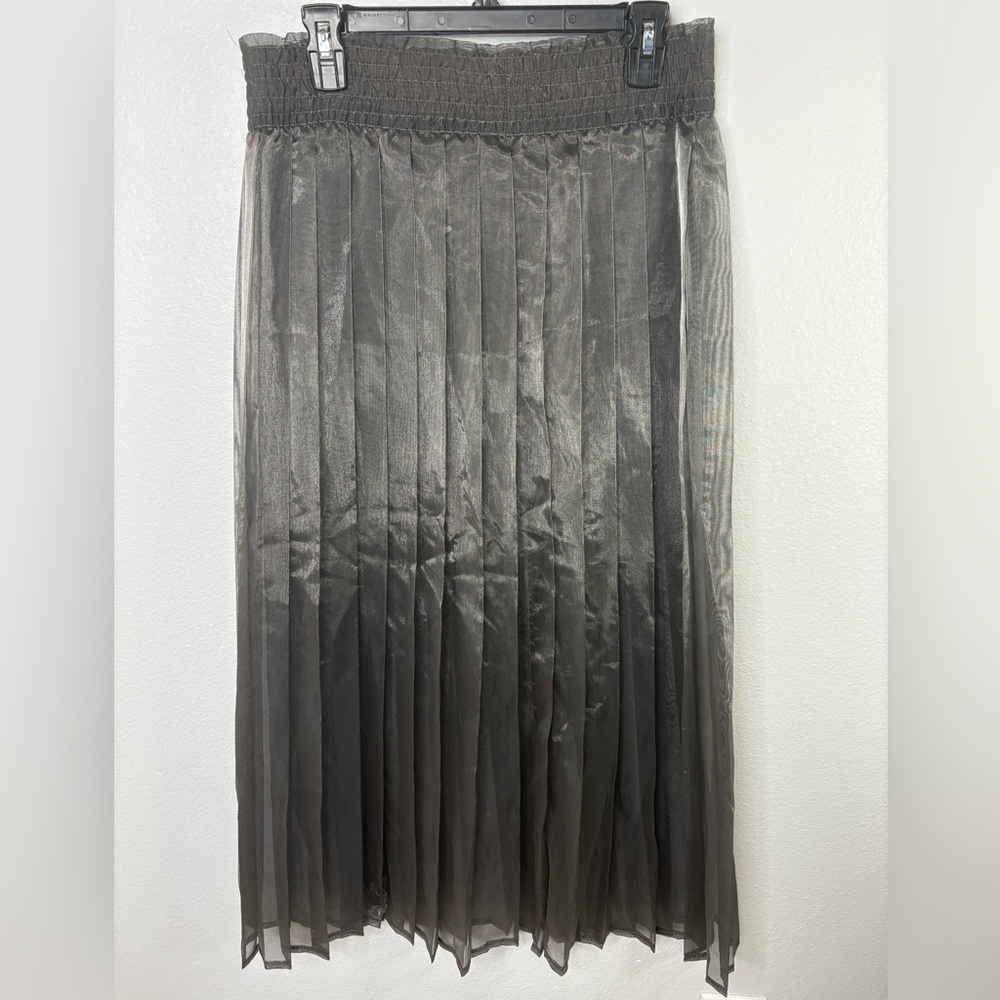 Strenesse Grey Sheer Pleated Skirt Medium